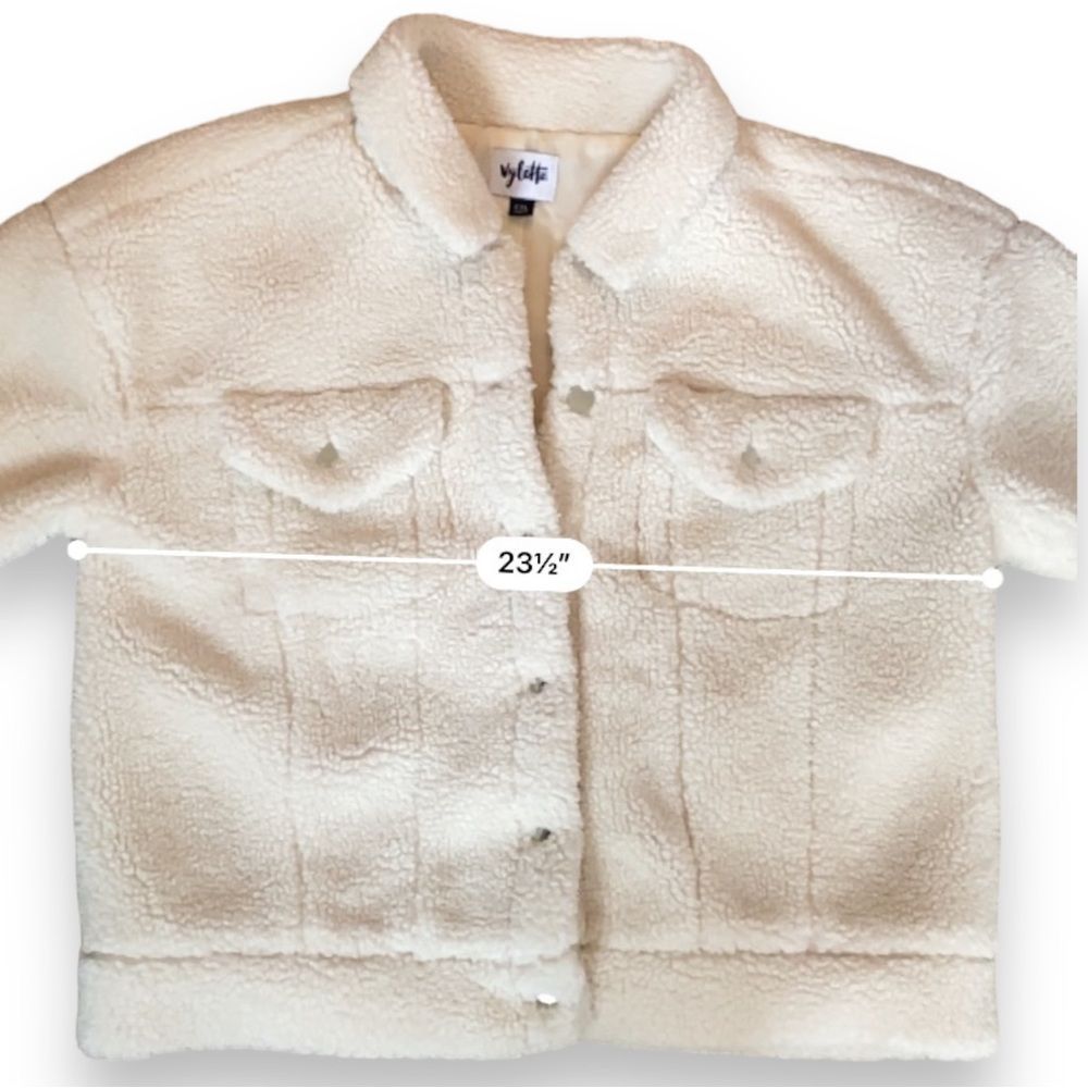 Vylette Cream Faux Fur Sherpa Button Front Teddy Jacket | Size XXL - Picture 5 of 7